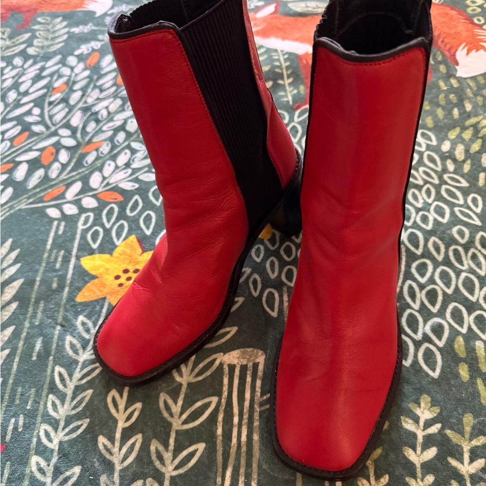 ASOS Red Leather Ankle Boots